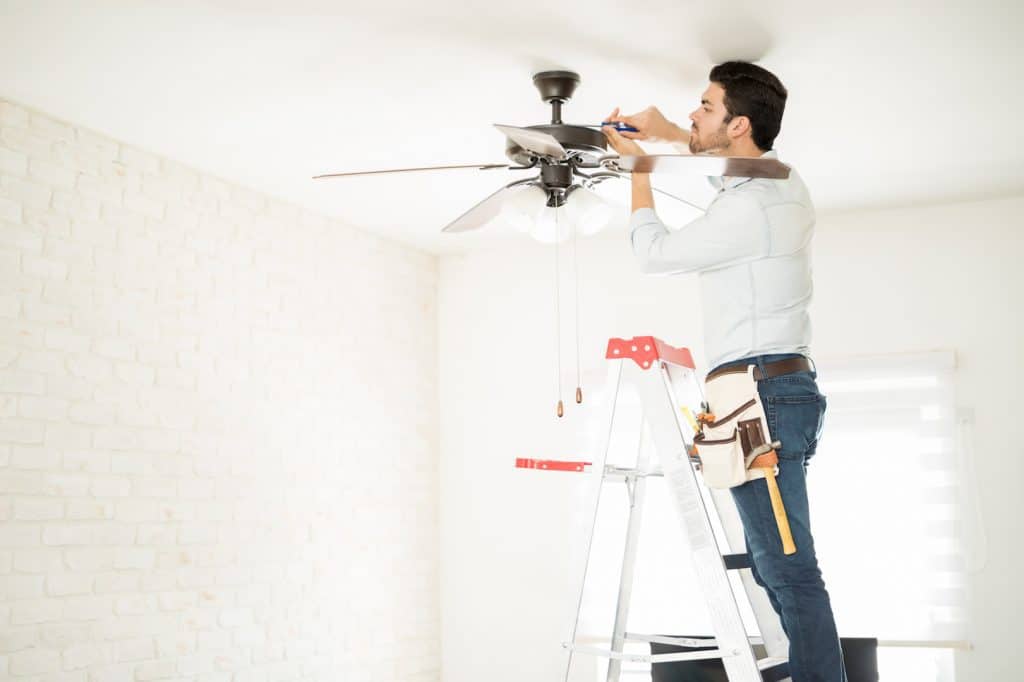 How To Install A Ceiling Fan Step By Guide 1 Raleigh Electrician - Can You Mount A Ceiling Fan On The Wall