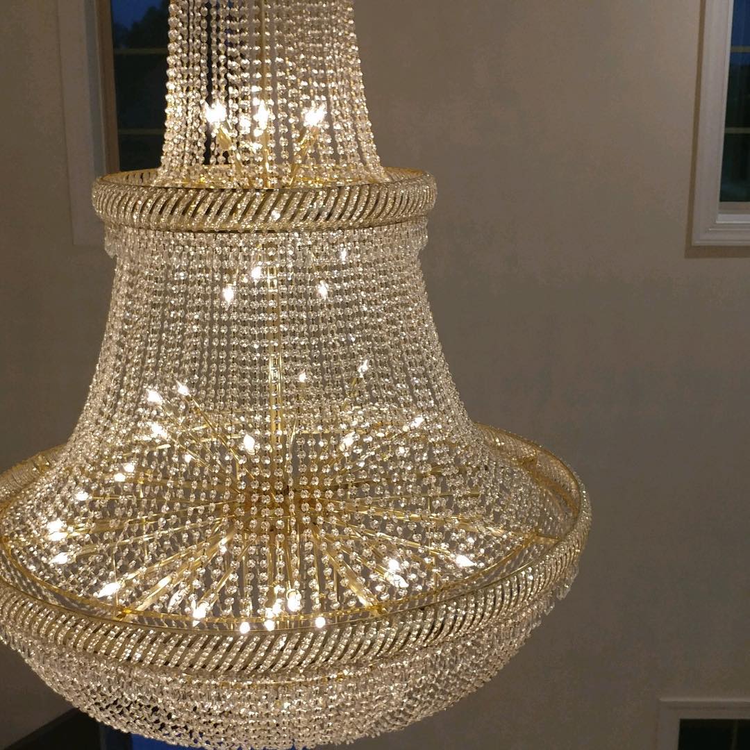 our work chandelier installation